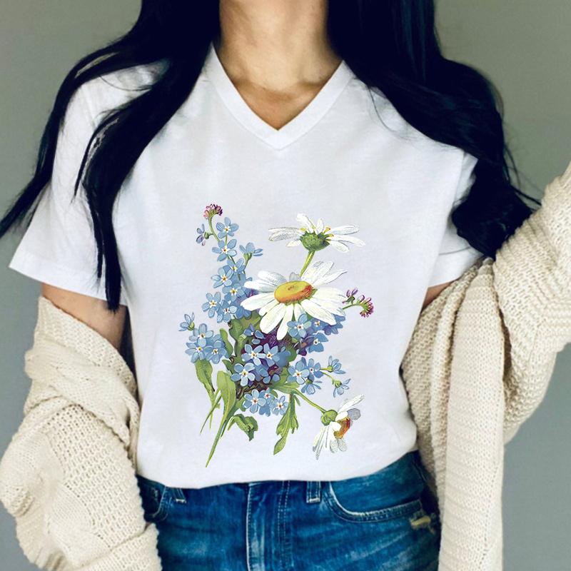 Beautiful Flower Printed Tshirts Women Floral Lover Gift Summer Clothing Flower Premium Graphic Casual Tops Wildflower Tshirt S