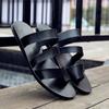 Fashion Outdoor Beach Shoes Men Flip Flops Fashion Breathable Summer Light Genuine Leather Casual Shoes Slides Black Sandal Men