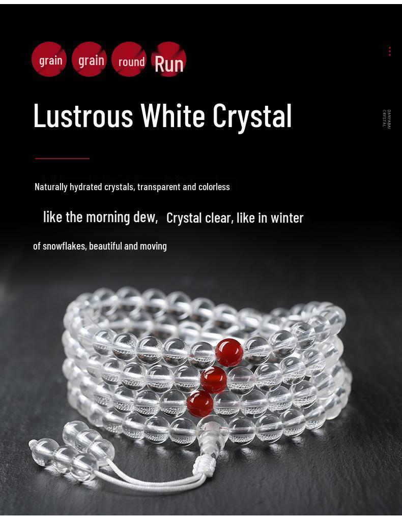 Clear Donghai White Crystal Bracelet - Round Beads, Unisex