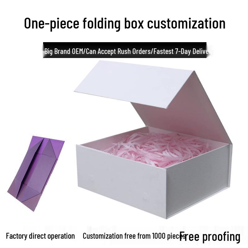 White Magnetic Closure Folding Gift Box for Weddings and Christmas, Lipstick Storage, Flip-Top Design