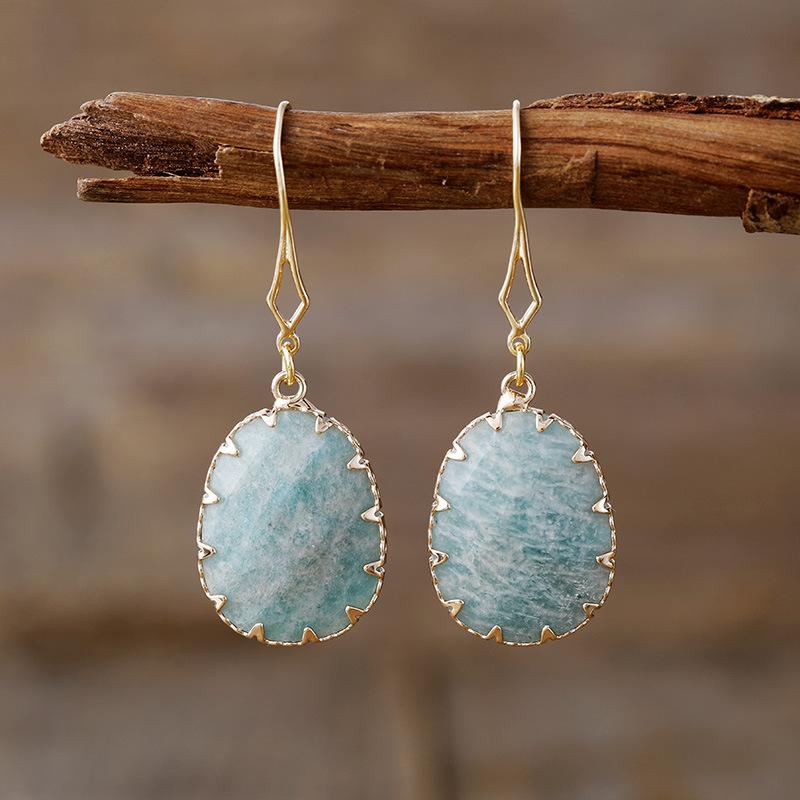 Luxury high quality new light luxury natural stone hemming creative ear hook earrings earrings European and American popular jewelry