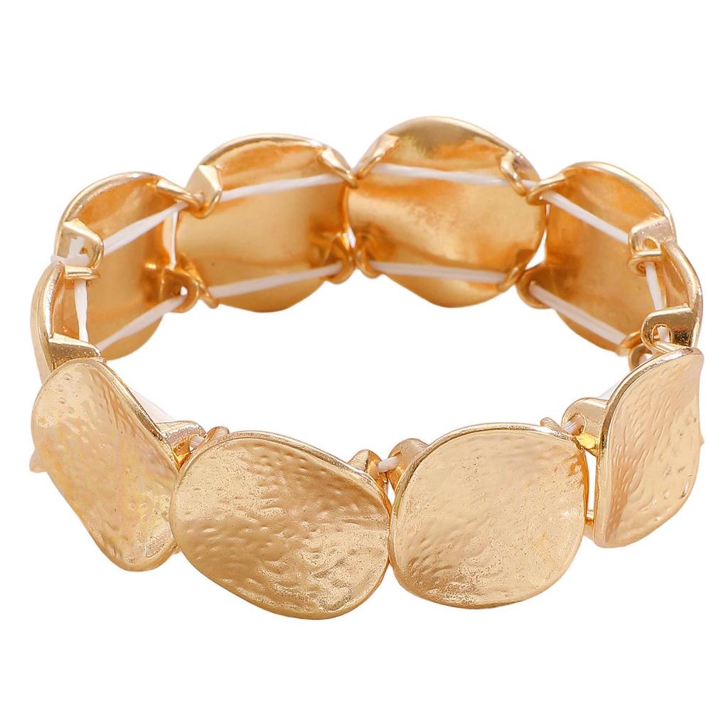 European & American Metal Textured Geometric Elastic Bracelet - High-End Simplicity