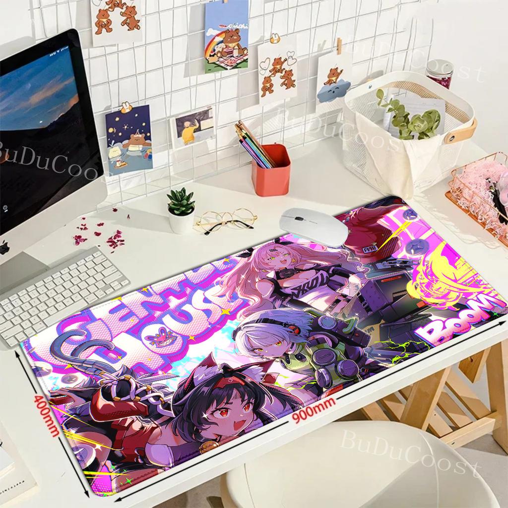 Game Zenless Zone Zero Teclado Mousepad Gaming Speed Keyboard Pads Mouse Pad XXL Rubber Carpet Locked Edge Mouse Mat 900x400mm