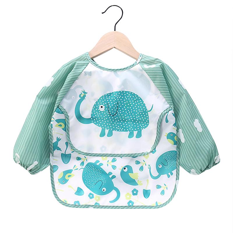 Cute Baby Bibs Toddler Baberos Bavoir Waterproof Long Sleeve Apron Cartoon Animals Children Feeding Smock Bib Baby Stuff 0-3Y