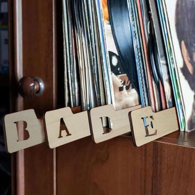 Alphabetical Wooden Vinyl Record Pcs Record for Vinyl Records Holder Organizer Dividers 26 DVDs Book A-Z