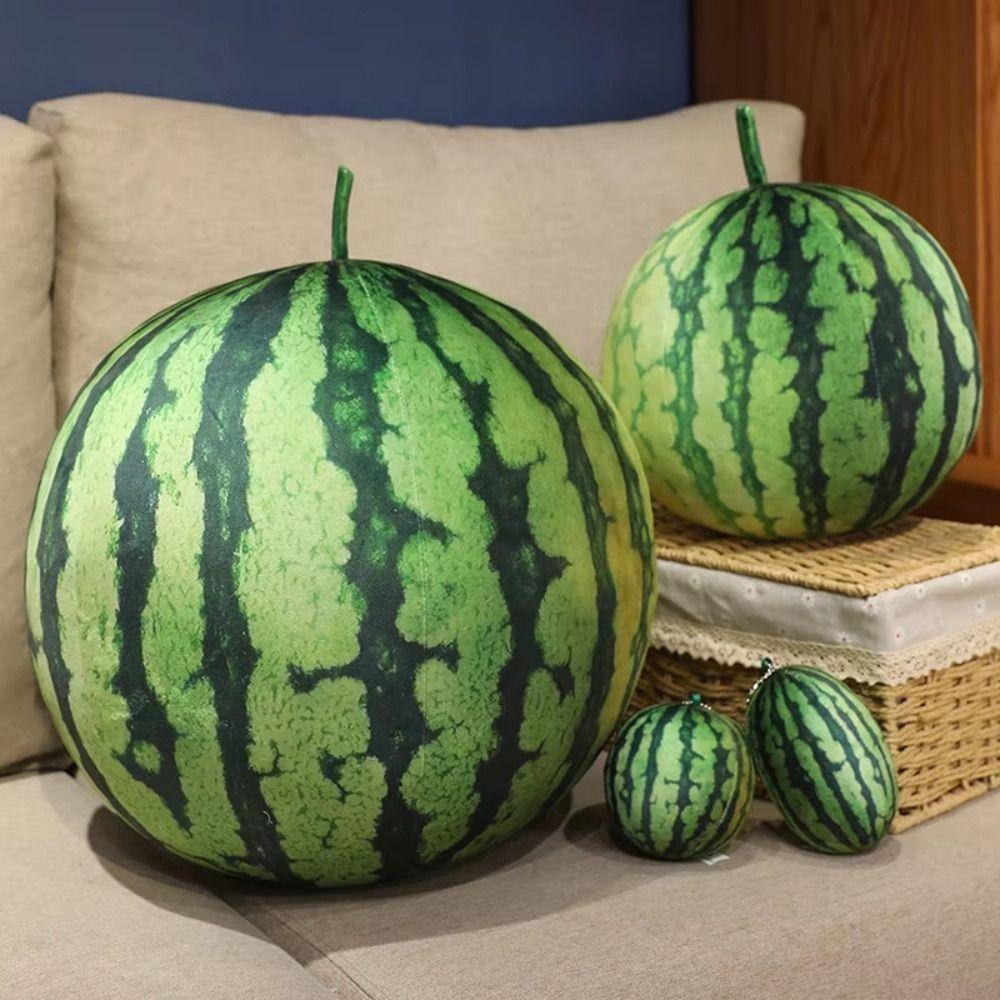 Round Oval Shape Watermelon Plush Toy Soft Cotton Watermelon Pendant Doll Birthday Gift