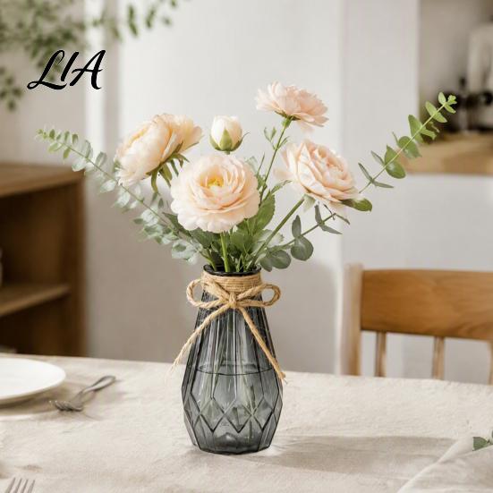 Clear Bud Vase Decorative Flower Vase, Transparent Glass Style Holder for Home Amber Decor, Modern Thickened Floral Container Fresh And Dried Flowers
