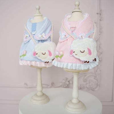 Pet Cute Flower Collar Sheep Backpack Coat Dog Skirt Autumn/Winter Edition Bichon Dog Parkas Jacket Dog Clothes for Small Dogs