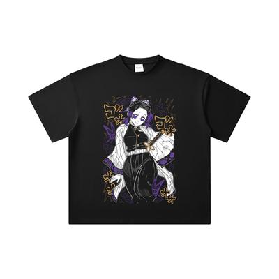 260 GSM Double Yarn 32 Count 100% Cotton Demon Slayer V45 Shinobu Print Unisex Heavy Cotton T Shirt