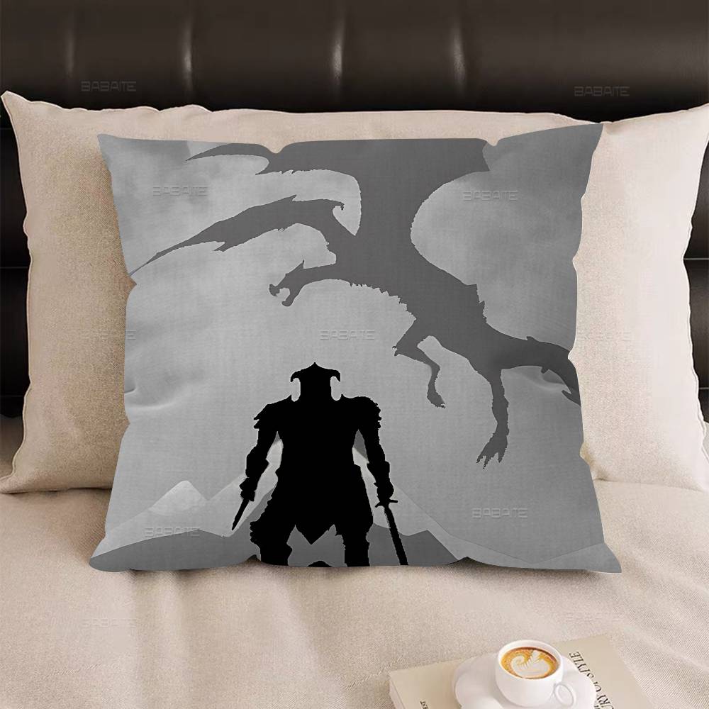 Spiel S-Skyrims The Elder S-Scrolls V Kissen Geschenk Heim Büro Dekoration Schlafzimmer Sofa Auto Kissenbezug Hülle 45X45