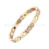 Adjustable Titanium Steel Bracelet With CNC Rhinestone Inlay 18K Gold Vacuum Plated Geometric Design Women