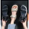 Thick Soled Sandals for Women In Summer 2025, Fashionable and Versatile, Worn with Velcro for Students, Non Slip and Soft Soled Sports Beach Shoes