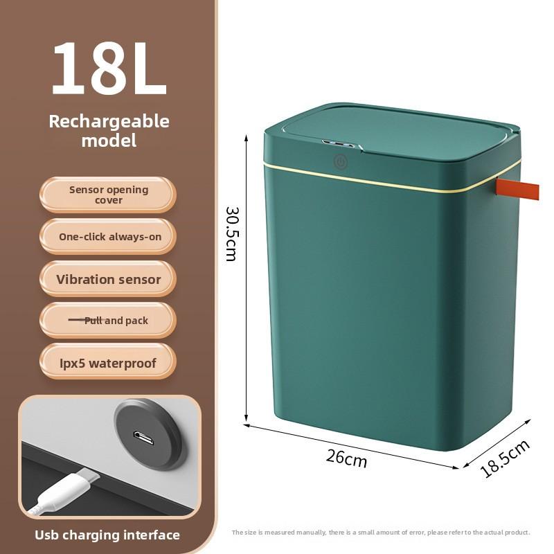 Touch-free Smart Open Lid Trash Can Automatic Packaging Smart Trash Can Bathroom Gap Garbage Storage Bucket