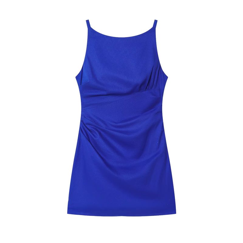 Araltay New Arrival Fashion Style Women's Clothing Fashionable All-Match Short Cotton and Linen Blended Sleeveless Waist Ruched Dress