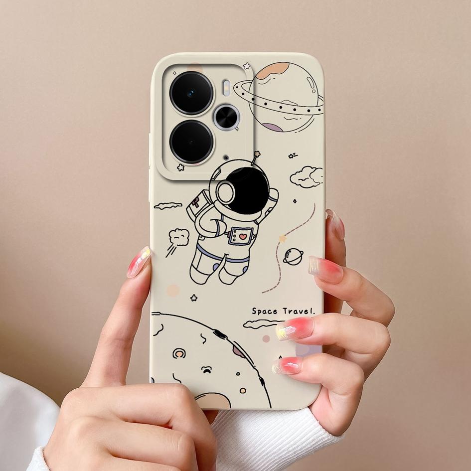 Custodie per telefono carine da astronauta per Oppo Realme C75x 14 14T 14X P3 Narzo 10 30 60 A5 Pro Silicone liquido liscio di alta qualità Guscio antiscivolo per custodie Oppo