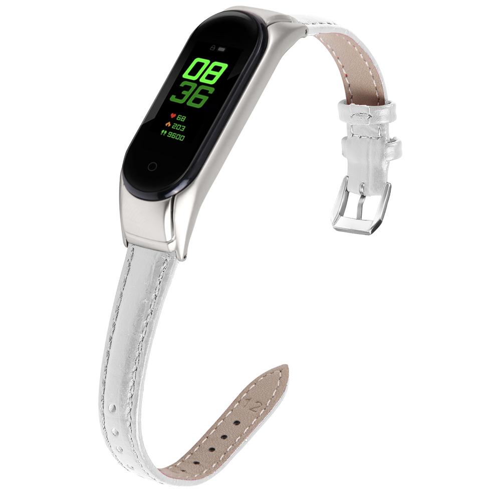 For Xiaomi Smart Band 9 NFC/9/8 NFC/8 Wrist Strap Crocodile Texture Top Layer Cowhide Leather Watch Band