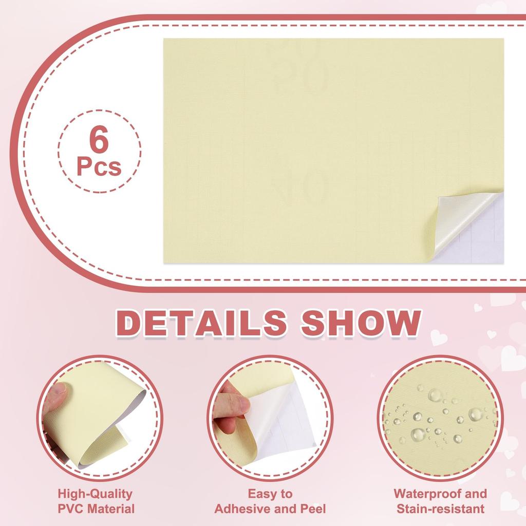 Uxcell 6-Pack Miniature Dollhouse Wallpaper, Adhesive PVC Flooring Wall, Dollhouse & Sand Table Model Accessory, 30x20cm (Beige)