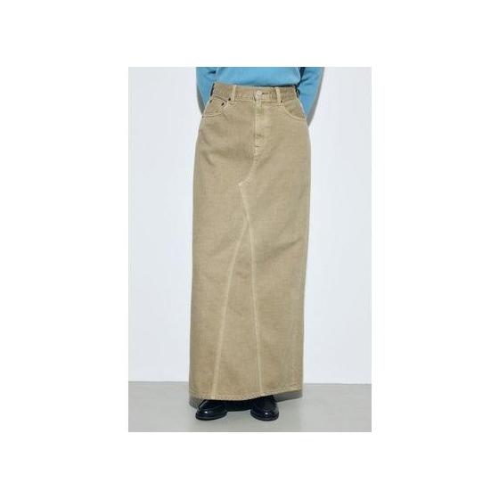 AZUL DENIM Color Straight Denim Skirt BEG