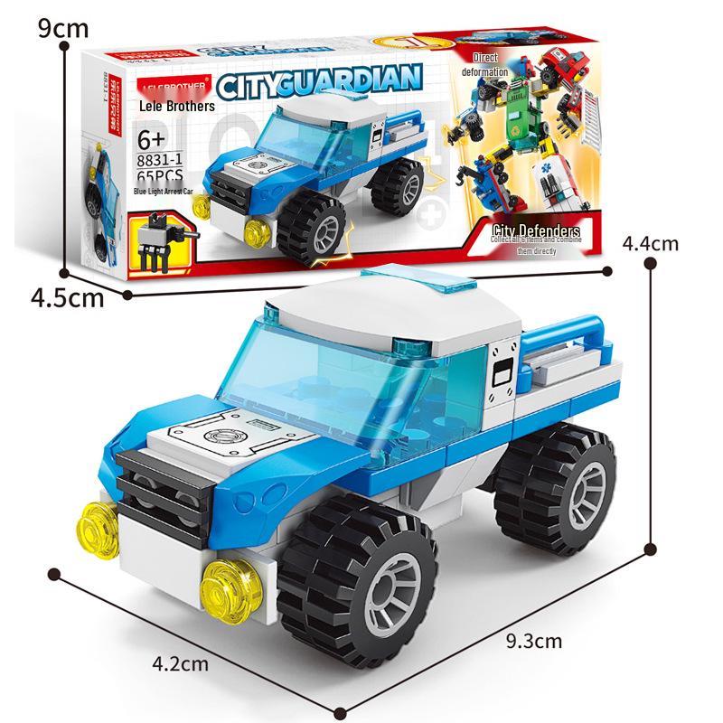 Compatible Engineering Firefighting Robot Car Model - Educational Assembly Toy with Building Blocks