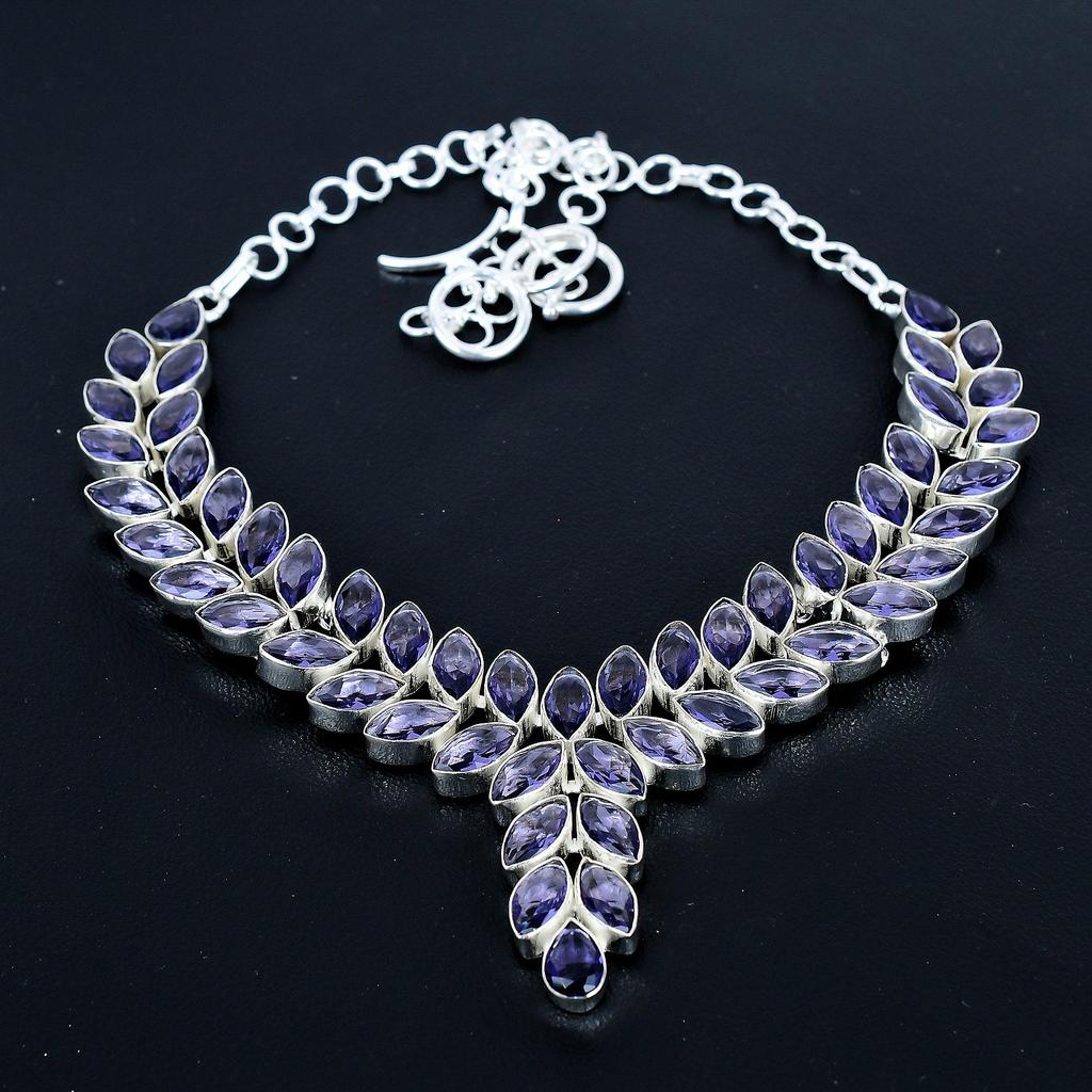 Amethyst Heavy Necklace, 925 Sterling Silver Necklace, Amethyst Designer Necklace, Handmade Necklace, Jewelry Wadding Gift