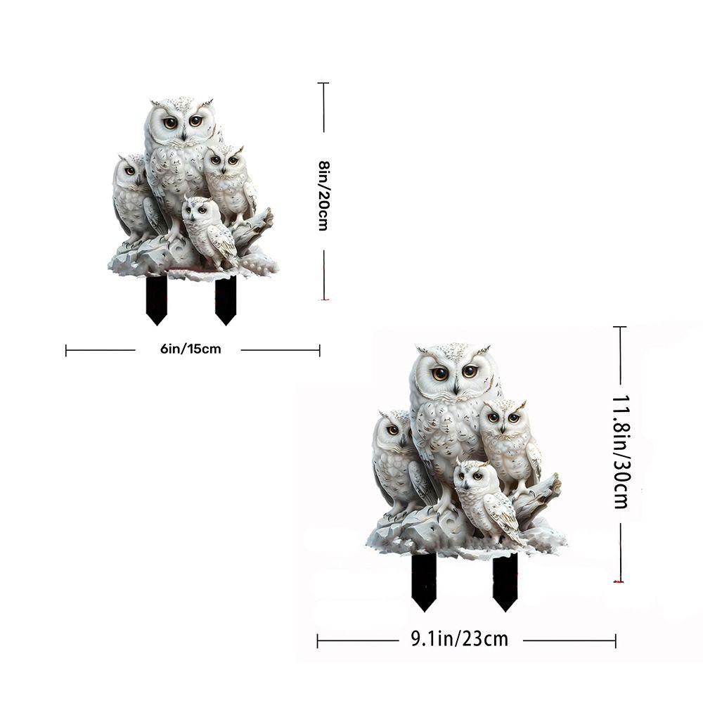 Creative White Owl Statue Stake Acrylic Animal Figurine Sculptures Garden Floor Plugs  Lawn