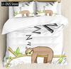 Cartoon Sloth Duvet Cover Bedding Set for Kid Girls Cute Animal Comforter Cover 1 Duvet Cover with 2 Pillowcases King Full Size