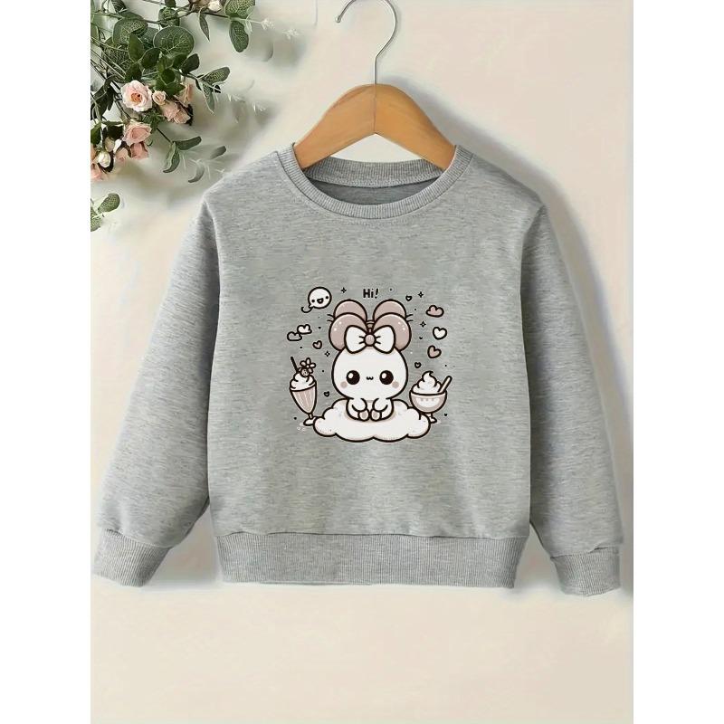 Kids Sweatshirt Cute Printed Pattern Simple Sweet Beauty Baby Spring Thin Round Neck Hoodie