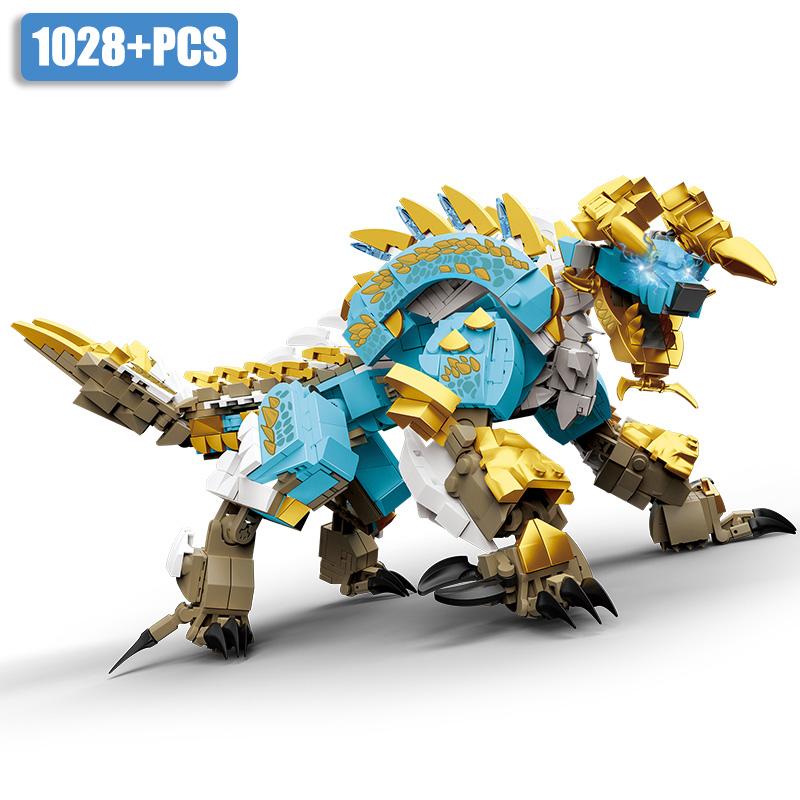 Creatieve 1028 stuks Storm Battle Wolf Figuur Bouwstenen Set MOC Assemblage Monster Zinogre Jager Bakstenen Kit Speelgoed Voor Jongens Volwassenen