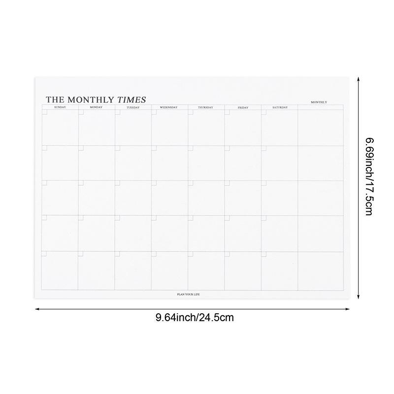 Cross-border English Monthly and Weekly Planner with Tearable Sticky Notes - Large Self-Fill Notebook