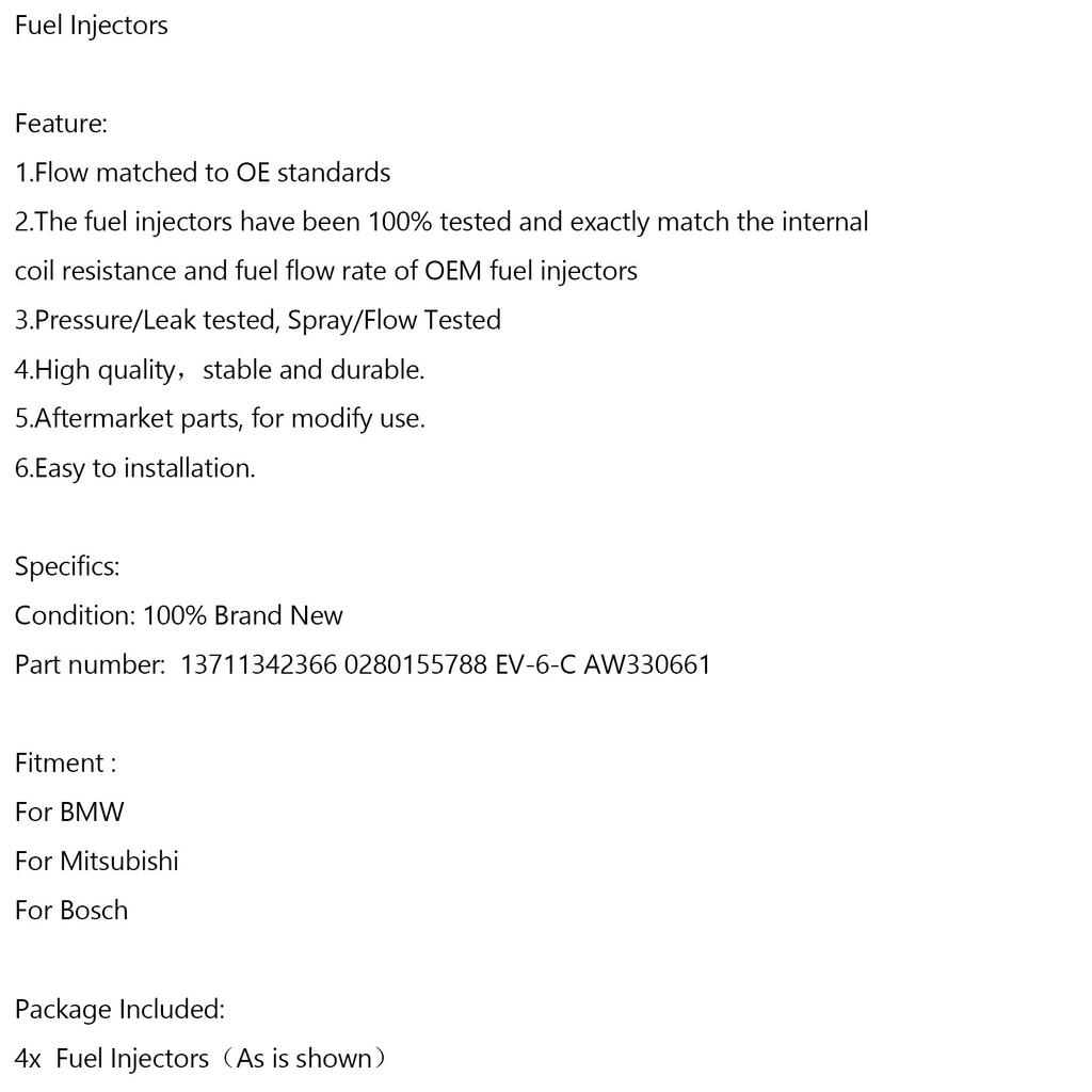 4PCS Fuel Injectors 0280155788 For BMW Motorcycles R 1100 1150 1200 Mitsubishi