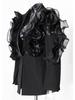 Niche Elegant Black 3D Ruffle Asymmetrical Slim Blazer