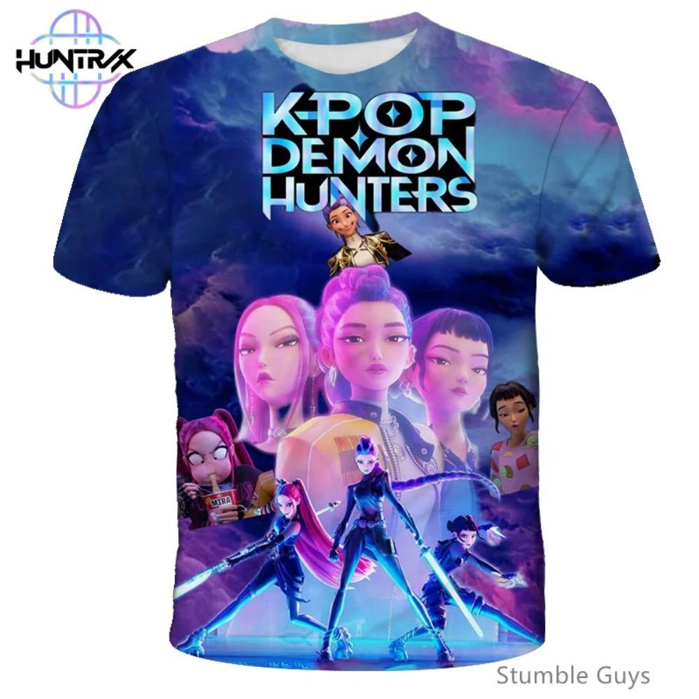 Anime Clothing Casual Fashion Children Kpop Demon Hunter 3D Short Sleeved Summer Boy and Girl T-shirt