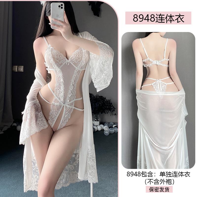 Original Erotic Underwear, Lace Seductive Jumpsuit, Feminine See-through Pajamas, no-take Uniform Set 8948