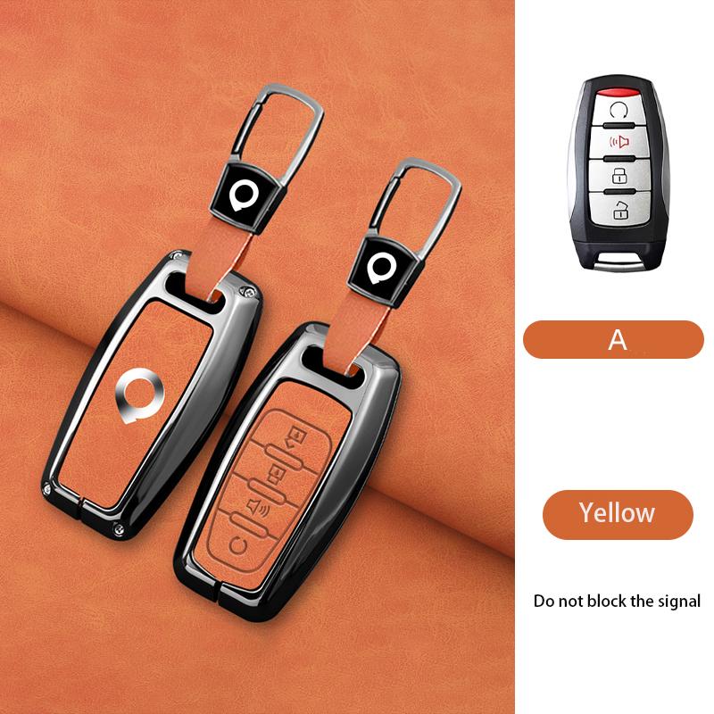 Zinc Alloy Genuine Leather Auto Smart Key Fob Cover Case Fit For Great Wall Cannon Series Power H6 Series Cannon Series P Series M4 Hover Series