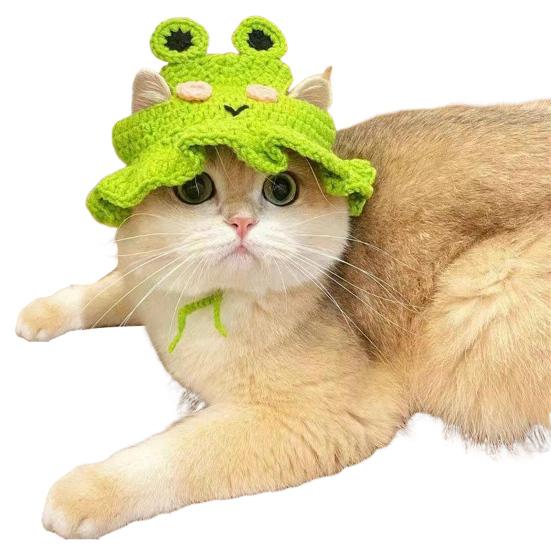 Cat Hat Pets Knitted Cosplay Hat Halloween Christmas Party Costume Headwear Dress-up Accessories for Puppy Cat Kitten