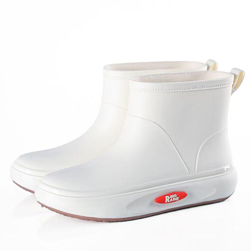 Women s New High Top Flat Sole Rain Shoes Soft Sole Non Slip Waterproof Detachable Cotton Cover Kitchen Work Shoes Garden Shoes 36 белый