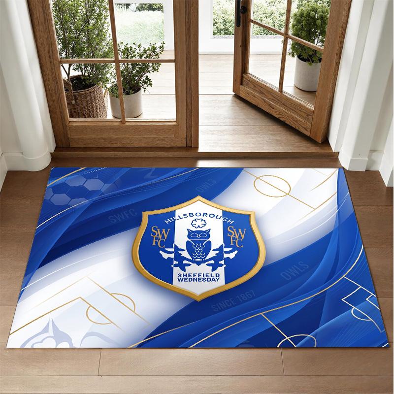 Sheffield Wednesday Football Design Crystal Velvet Rug Soft Decorative Mat for Bedroom Entrance