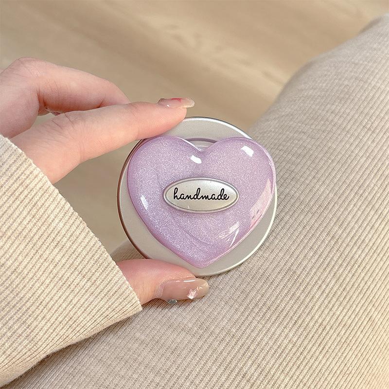 Little Fresh Girl Heart-Shaped Mobile Phone Airbag Bracket Magnetic Glitter Magsafe Ring Desktop Watching Drama Lazy
