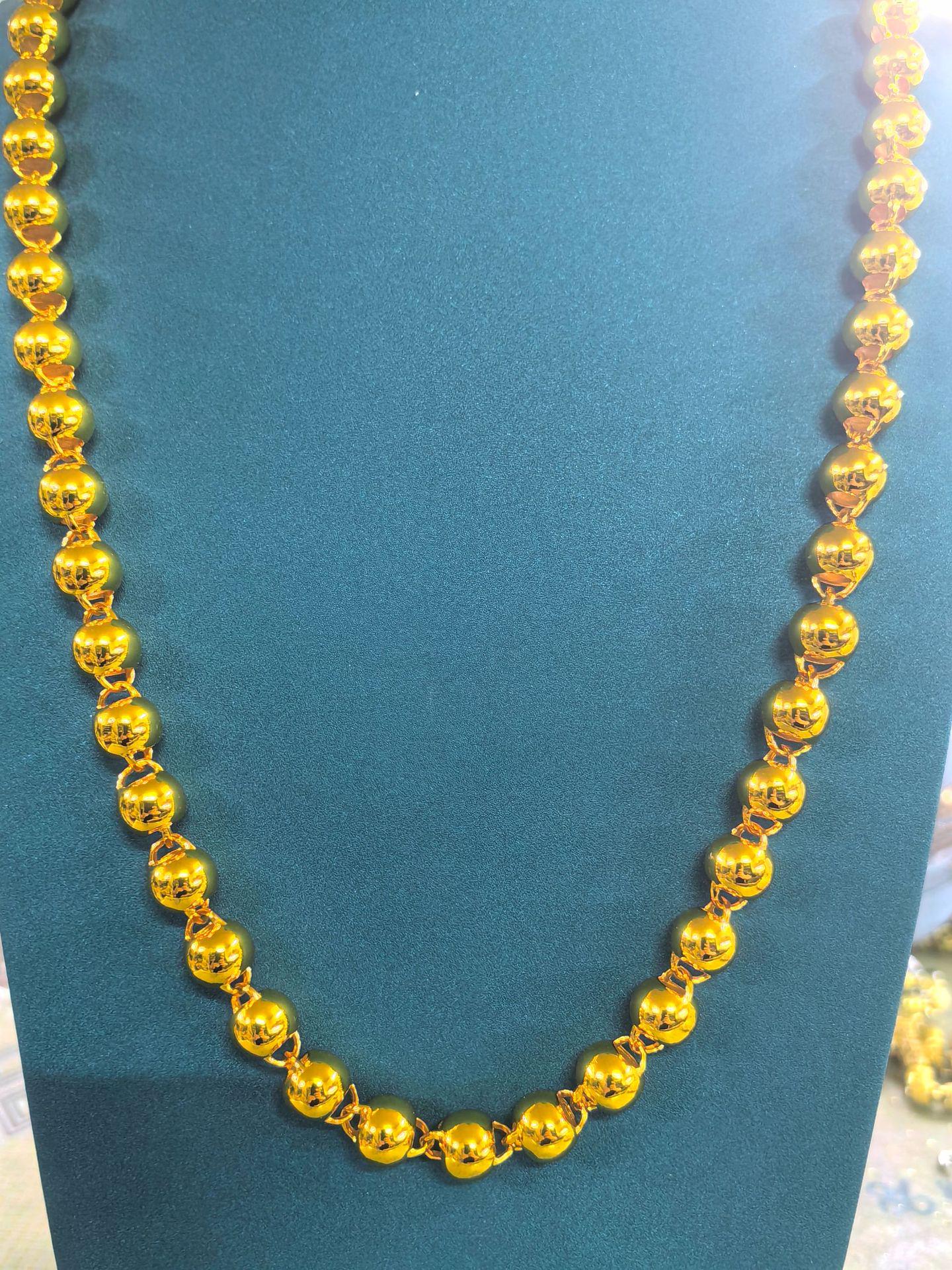 

Ожерелье-цепочка из круглых бусин с покрытием из 24-каратного золота - Роскошный, Смелый, Унисекс аксессуар