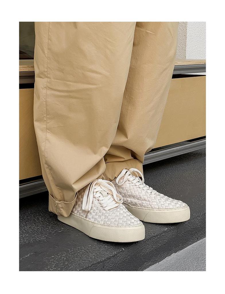 Men's 2025 Woven Thick-Soled White Canvas Shoes - Trendy, Versatile, High-End X299