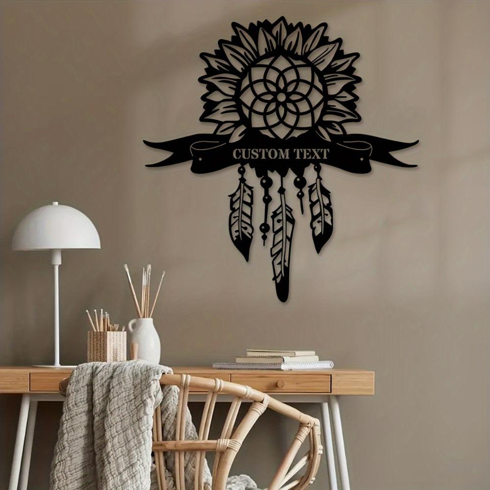 Personalized Goldenbloom Metal Wall Sculpture, Custom Inscription, Countryside Kitchen & Lounge Decor, Custom Sign