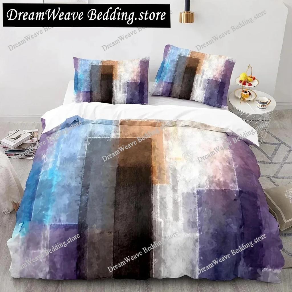 Art Green Blue Black Striped Plaid Patch Style Duvet Cover Pillow Case Bedding Set Quilt Cover Double Bed Home Textile963963