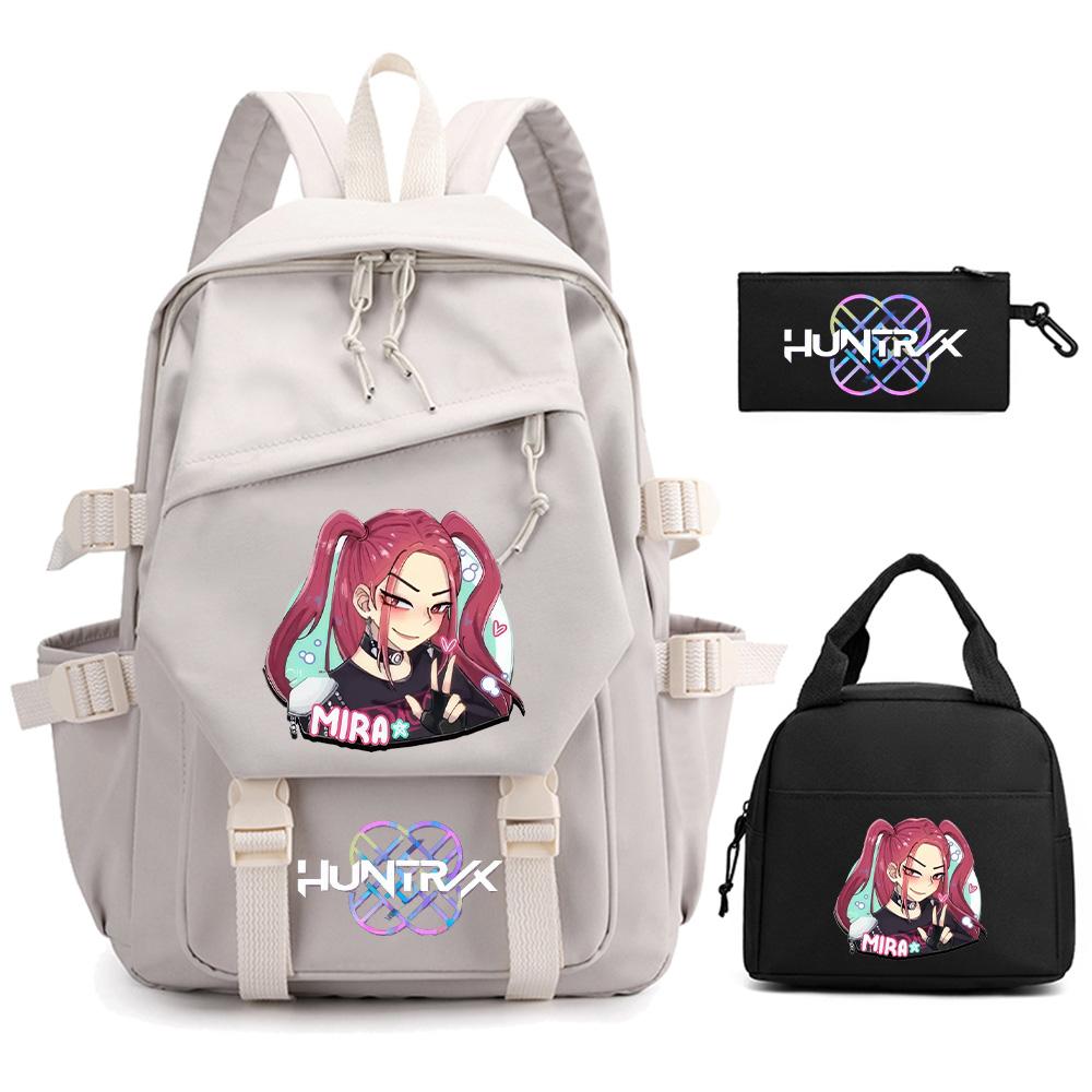 3Pcs/set K-pop Demon Hunters Printed Backpack for Teenger Boy Girl Large Capacity Schoolbag Children Student Bookbag Women Waterproof Travel Bag