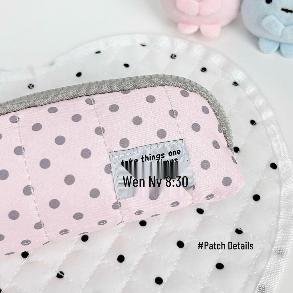 Pink Polka Dot Hand-Held Pencil Case - Stylish, High-Capacity, Creative Stationery Box for Students