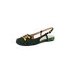 Fashion Summer Sandals Shoes Low Heel Women Sandals Fashion Metal Buckle Sheep Suede Sandals Tassel Women Pumps Ladies Shoes Green