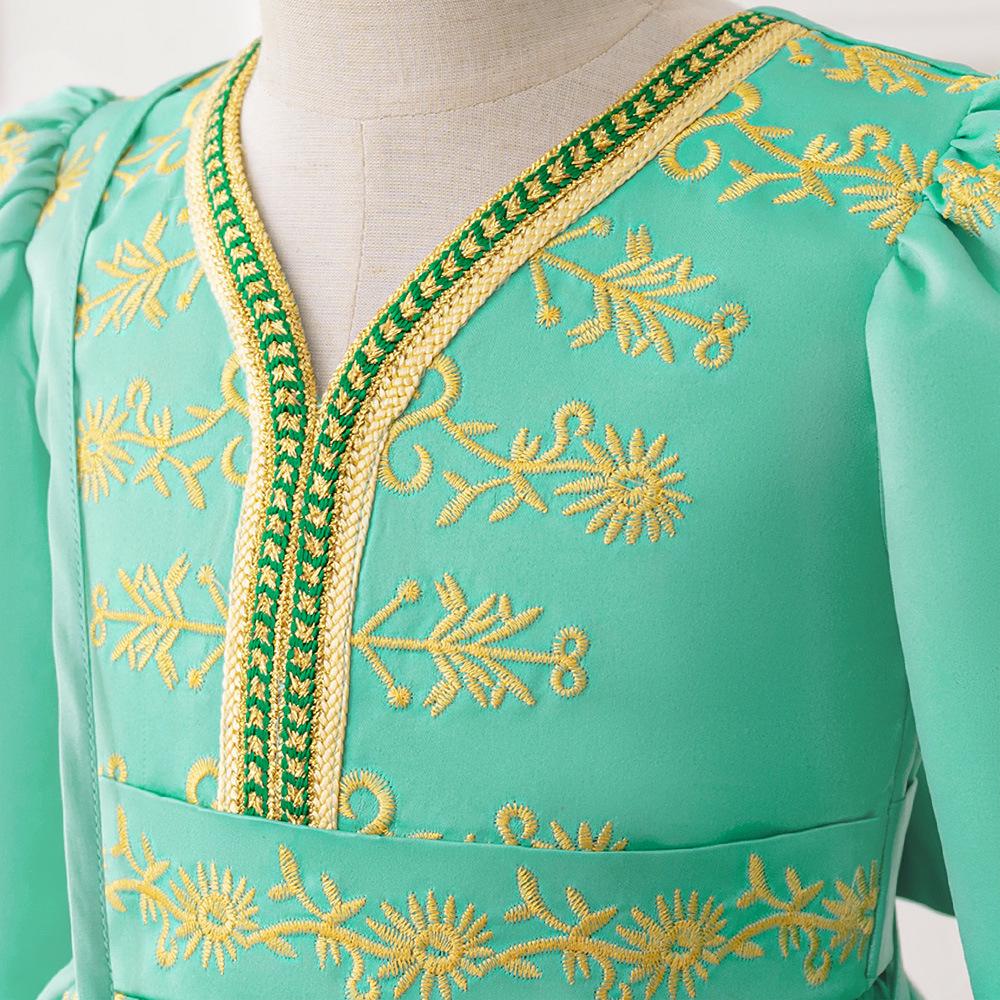 Children's Formal Embroidery Dress with Waist-Cinching Bow