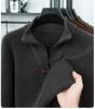 Men's Plus Size Trendy Half-Zip Wool Sweater: Autumn/Winter Fleece Pullover, Warm Casual Knit.