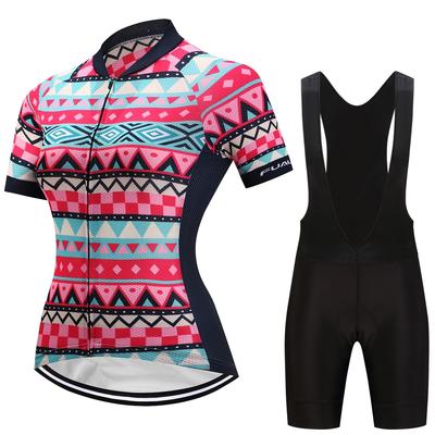 Summer Short Riding Bicycle Cycling Clothing Set Women Sport Jerseys Suits Black Bib Pants
