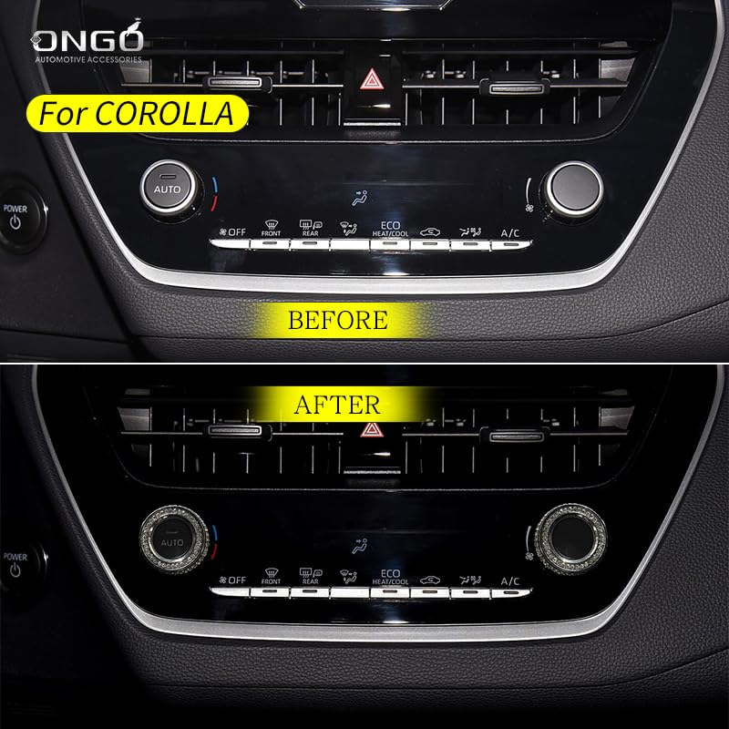 ONGOXD Toyota Corolla Starter Switch Ring Air Conditioner Knob Diamond Crystal Decoration Plate Interior
