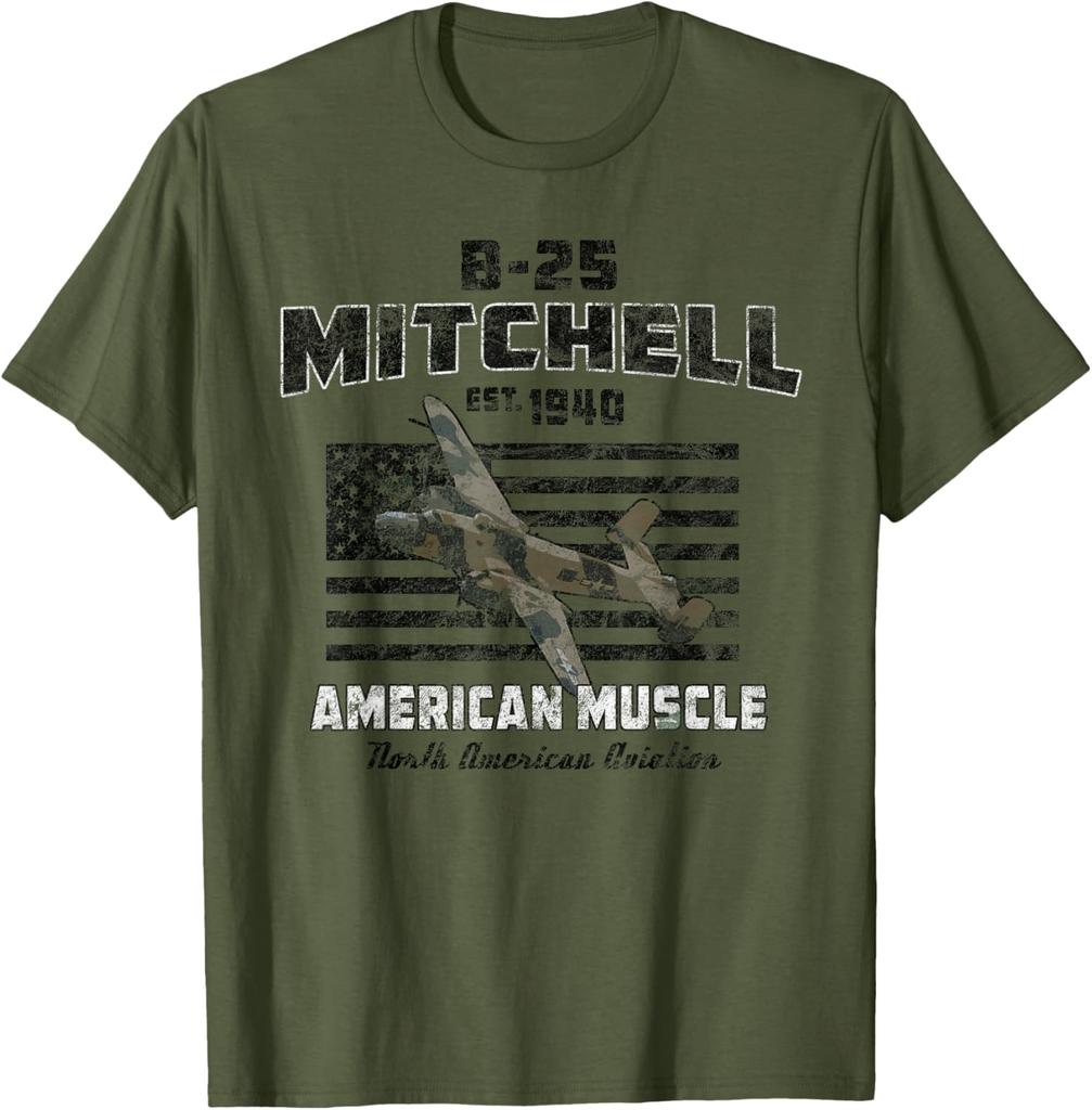 Vintage B25 Mitchell Bomber American Muscle TShirt 100 Cotton ONeck Short Sleeve Summer Casual Unisexs Tshirt Streetwear